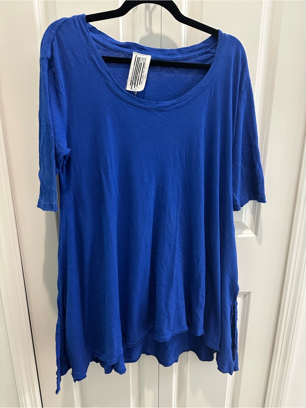 Free People Bright Blue Scoop Neck Tunic 100% Cotton Size L